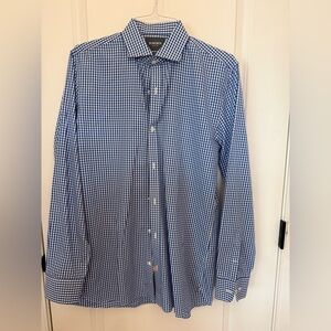 Bonobos Men's Slim Fit Blue Gingham Dress Shirt 16 x 36